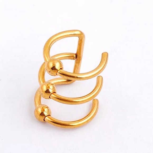 4pcs Triple Ear Cuff Hoop Earrings - Picture 2 of 9